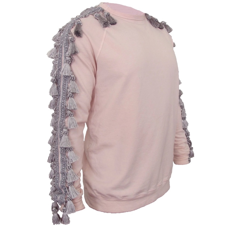 Viktor Luna Pink and Gray Tasselled Pullover Sweatshirt xl